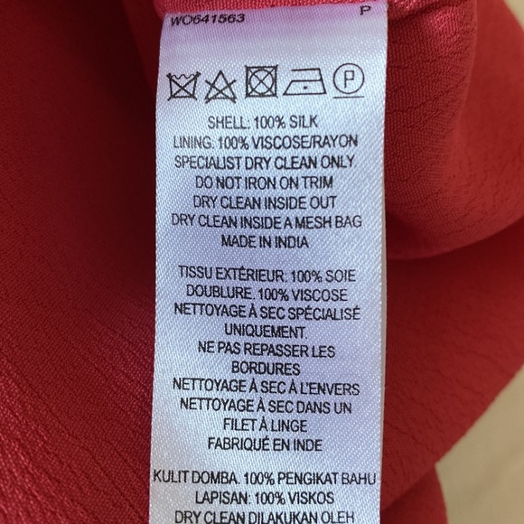 NWT French Connection Bex Beaded Coral Silk Long Sleeve Dress - size 6 - Picture 14 of 14